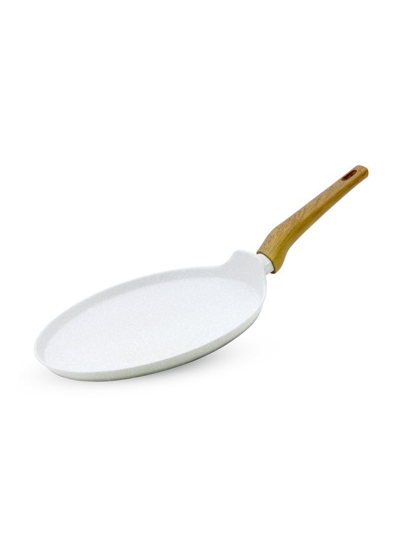 Bergner 28cm Forged Aluminum Crepe Pan Pancake Tawa with Trivet, Marble Non-Stick Coating Flat Skillet, Less Oil Use Healthy Cooking, Soft-Touch Handle, Even Heating, Induction & Gas Stove Compatible - Image 1